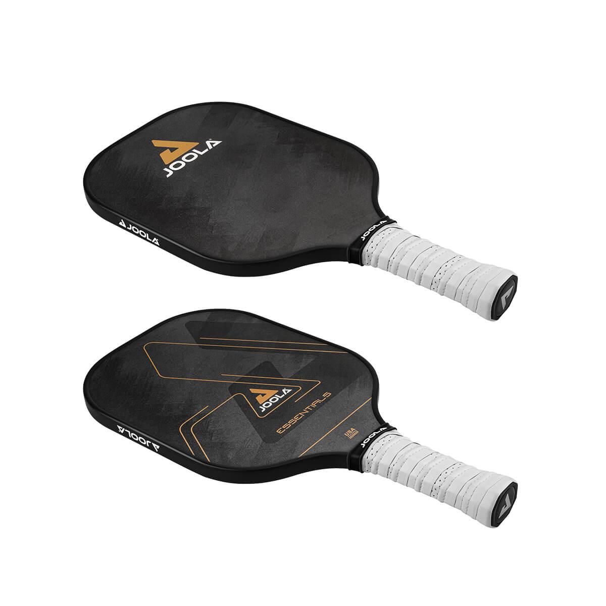 Focus on the edges of the JOOLA Pickleball bat Essentials black, showcasing precise craftsmanship.