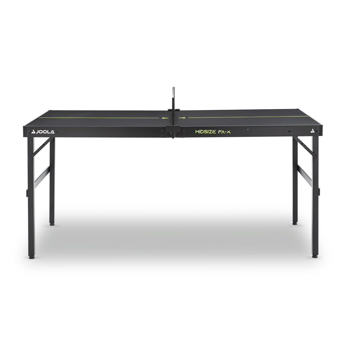 Black JOOLA Midsize FA-X table tennis table with net, foldable and collapsible.