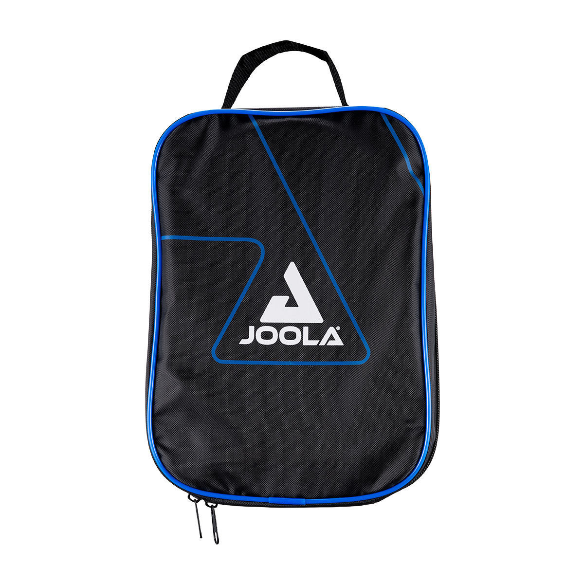 Black JOOLA bag with blue trim and carrying handle, rectangular, with zip.
