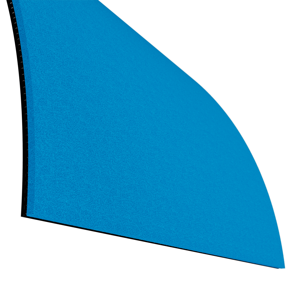 Blue, rounded acoustic panel with black back.