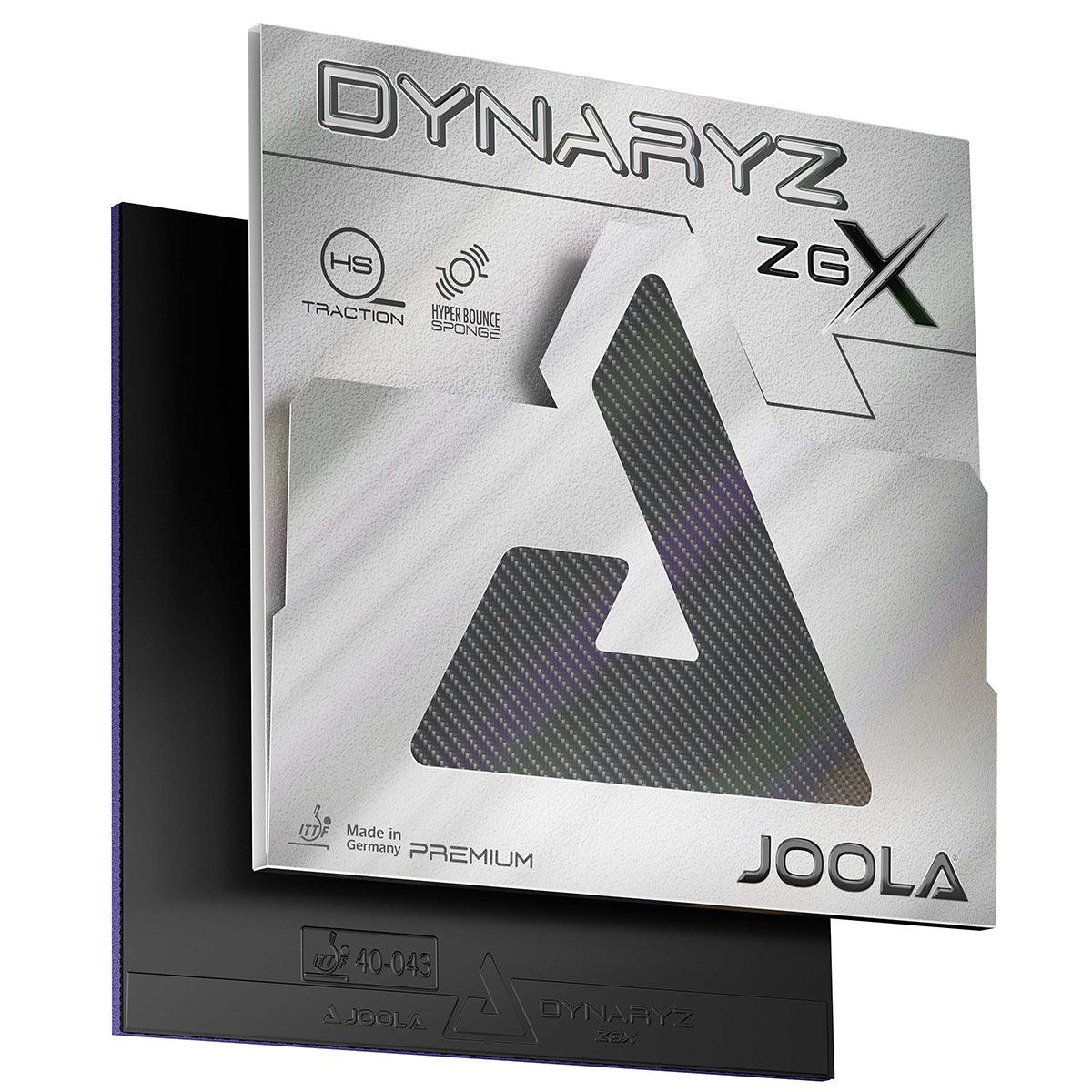 JOOLA Dynaryz ZGX table tennis rubber in black with silver packaging.