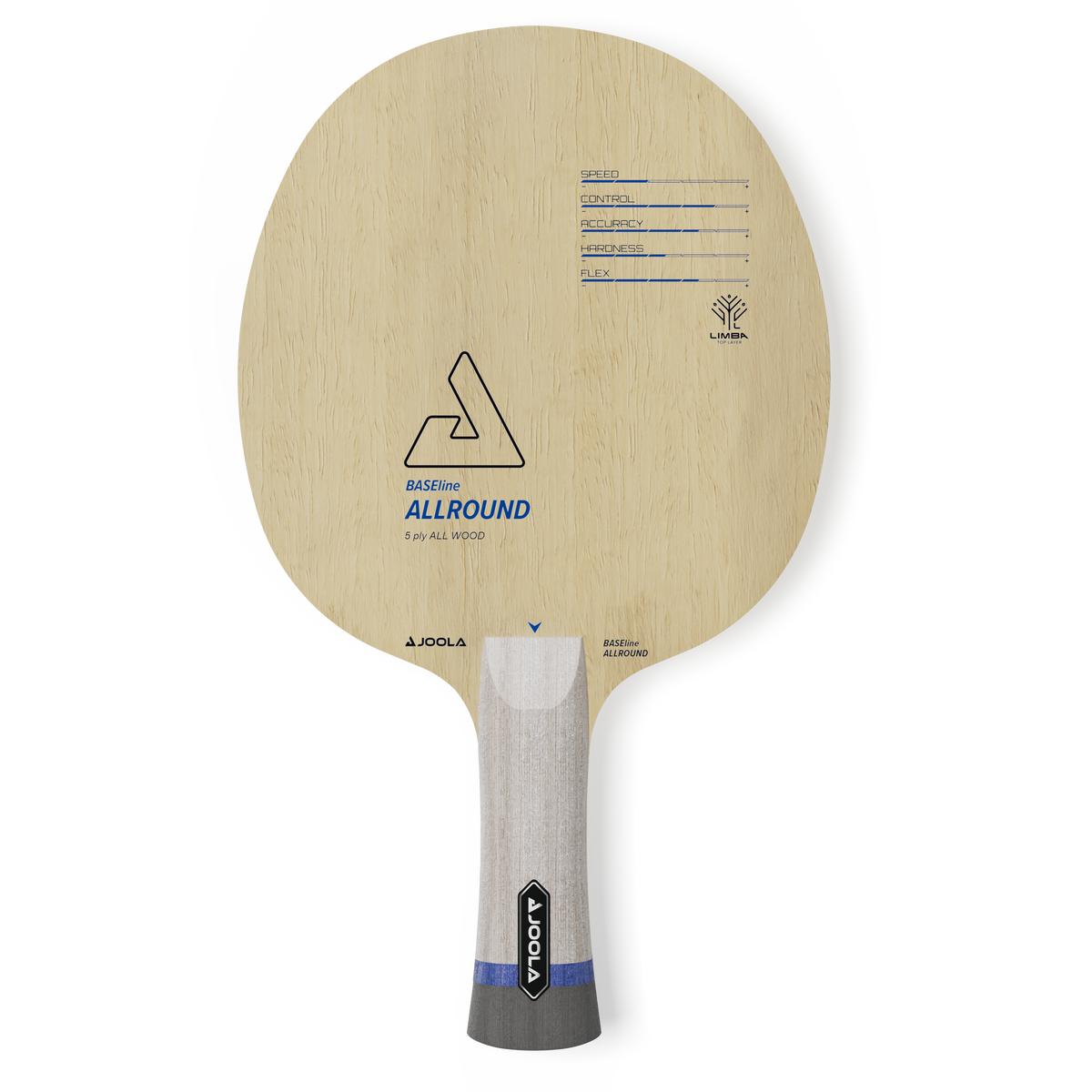 Table tennis blade BASEline ALLROUND with printed playing characteristics