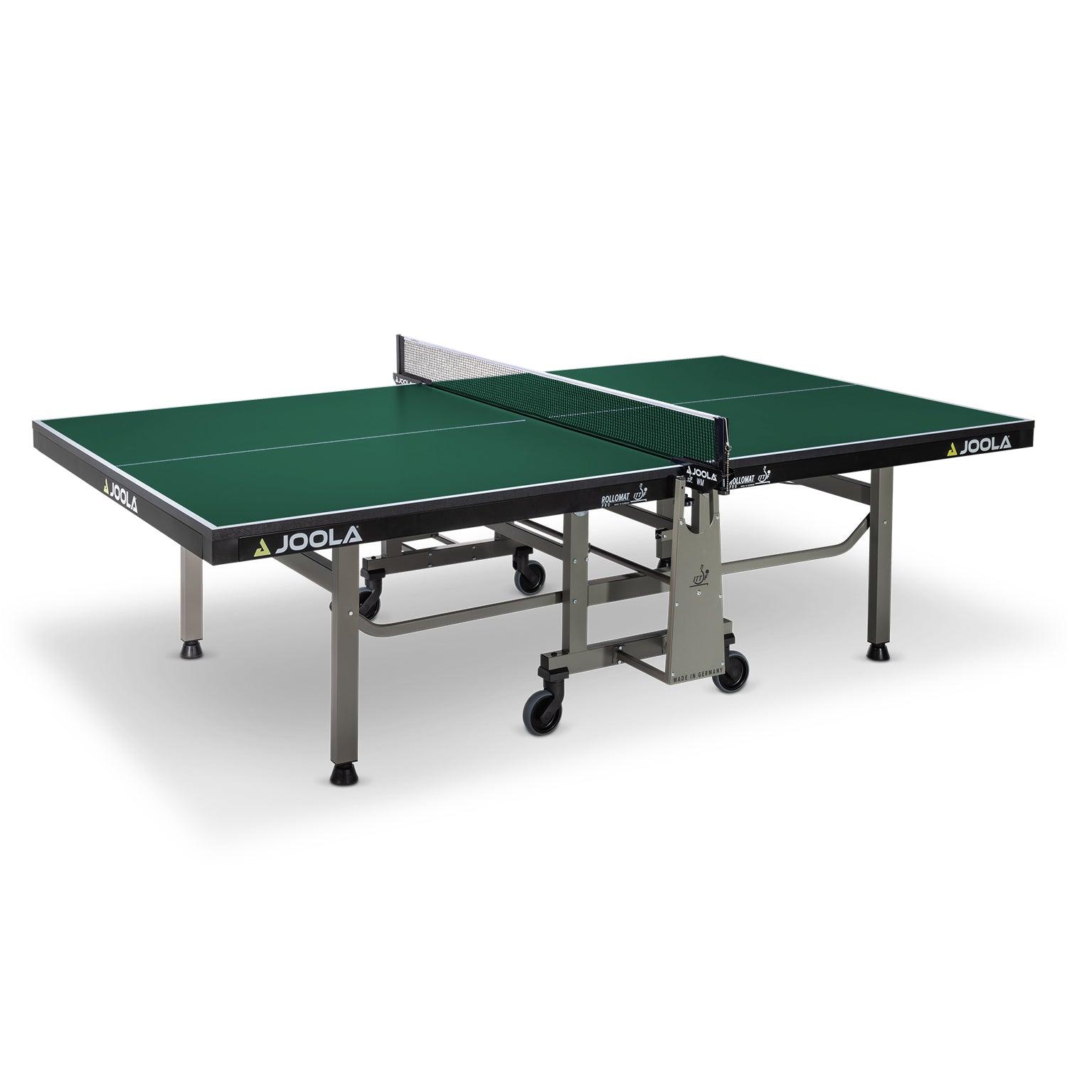Overall view of the JOOLA table tennis table ROLLOMAT PRO focusing on the compact design.