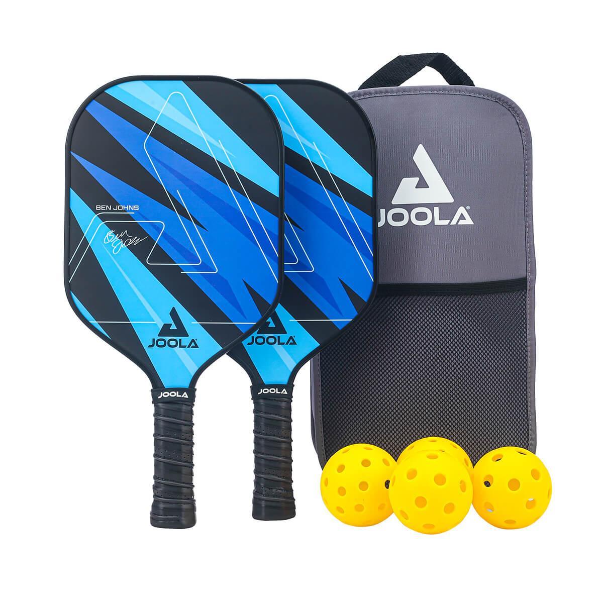Close-up of the JOOLA Pickleball Set Elemental Net + 2x Ben Johns Blue Lightning Set, highlighting the premium material.