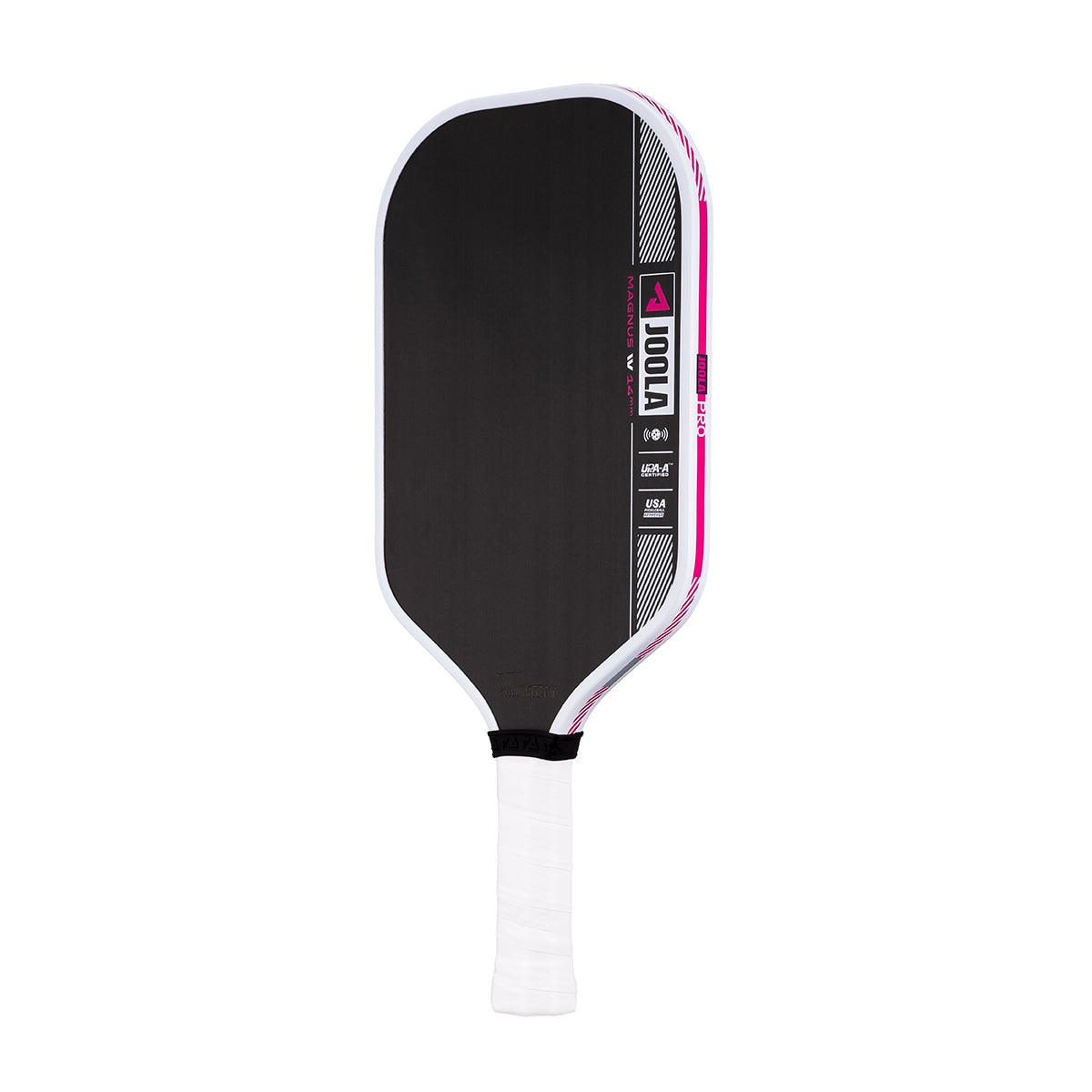 Black Pickleball bat with white handle and pink-white accents, brand JOOLA.