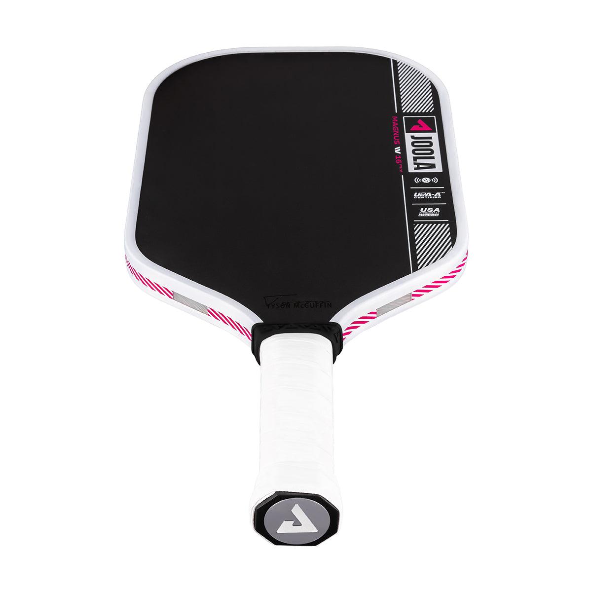 Pickleball bat with black hitting surface and white handle, brand JOOLA.