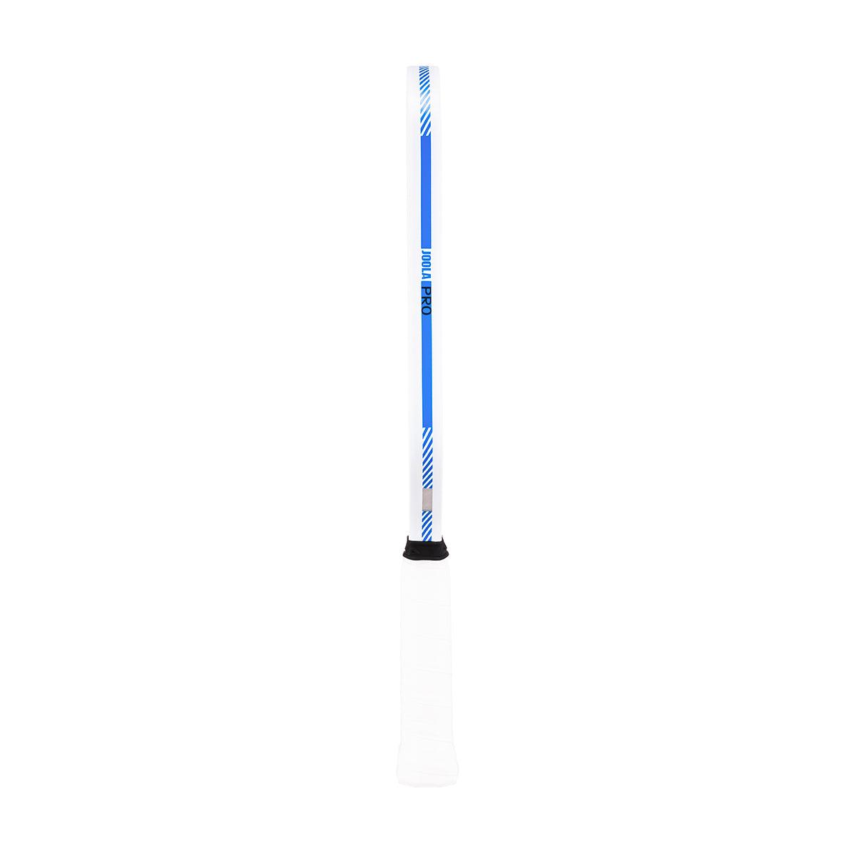 Bat handle for table tennis bat with white-blue design and "JOOLA PRO" inscription.