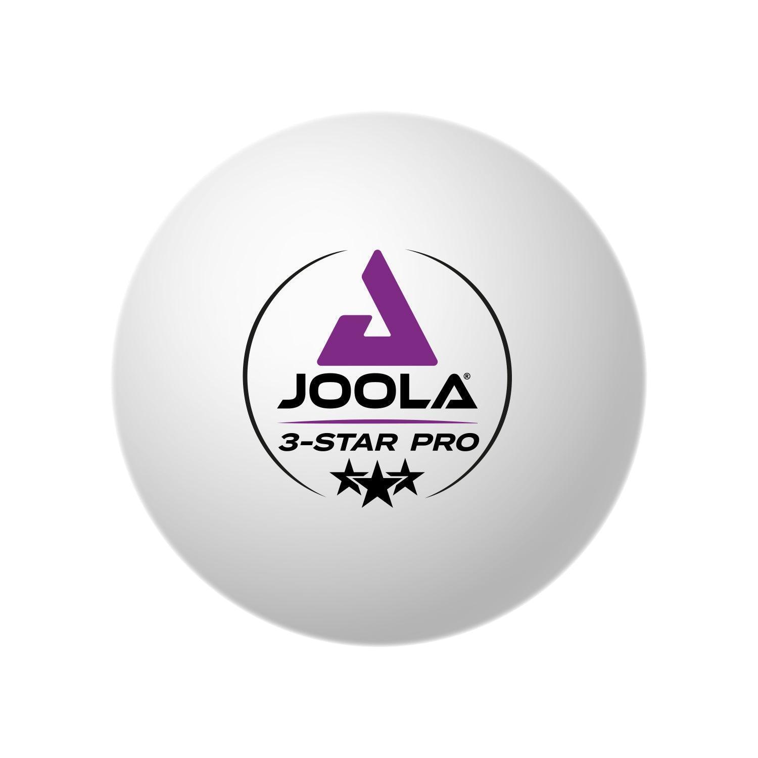 JOOLA table tennis ball 3-STAR PRO*** 40+ side view focusing on the design.