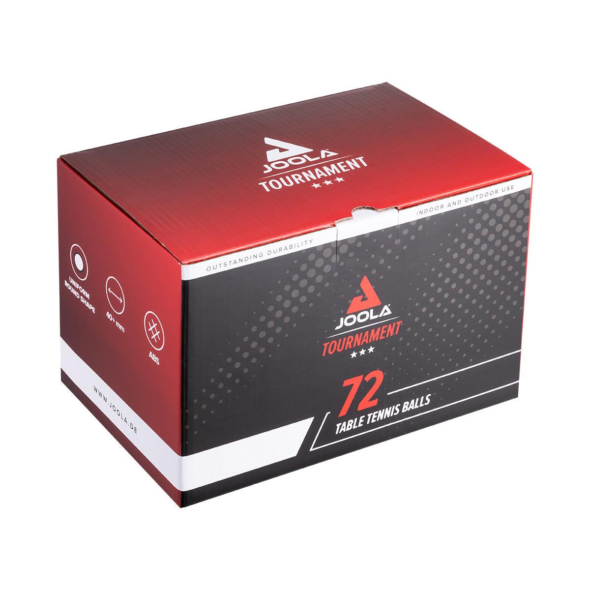 Pack of 72 JOOLA Tournament table tennis balls, red-black, for Indoor and Outdoor use.