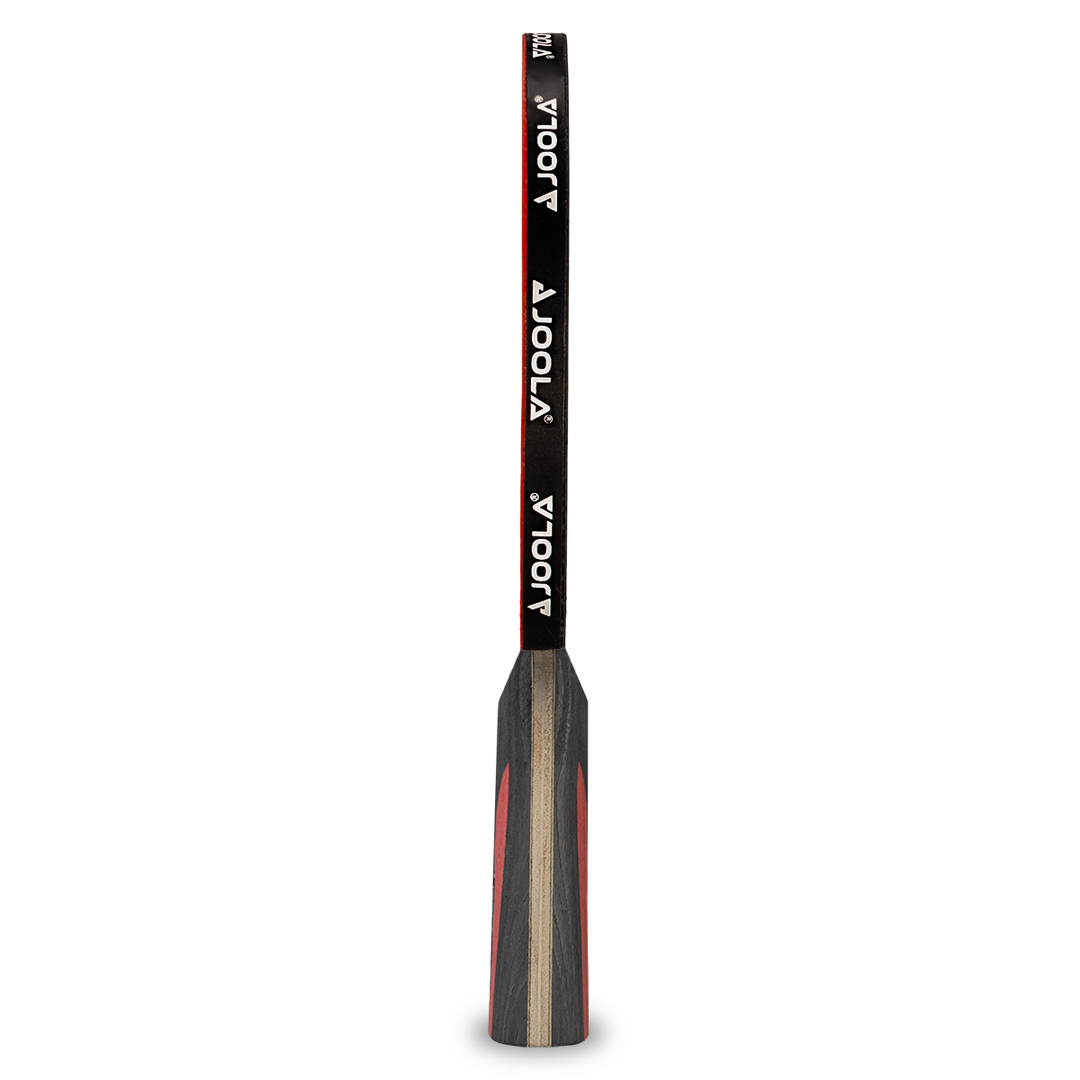 Table tennis bat by JOOLA, shown from the side, with a black handle and red accents.