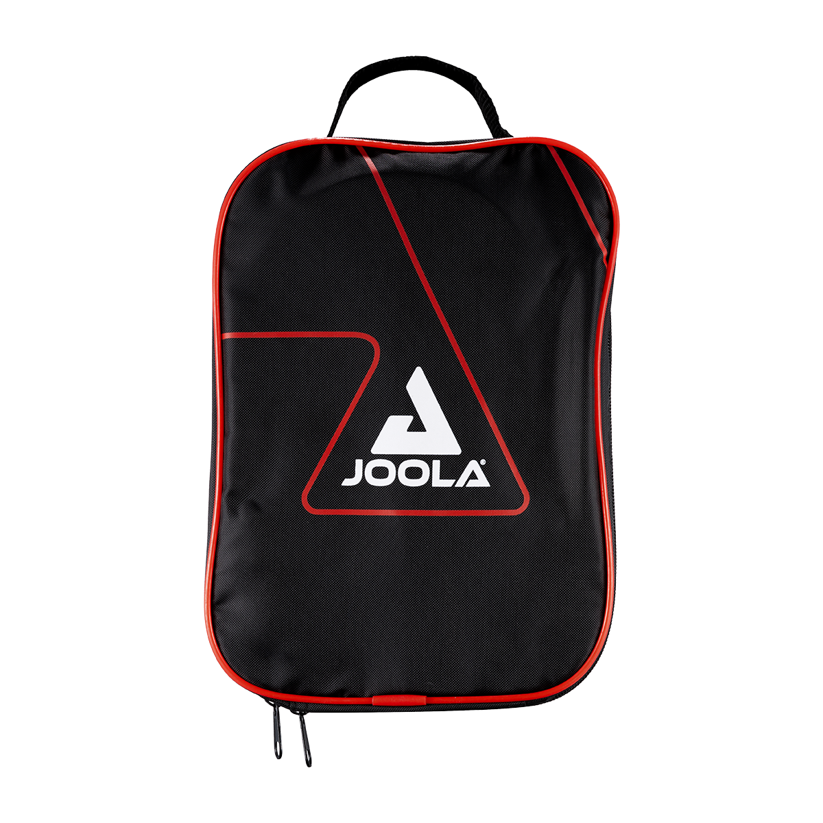 Black JOOLA bag with red trim and carry handle, rectangular with zip.