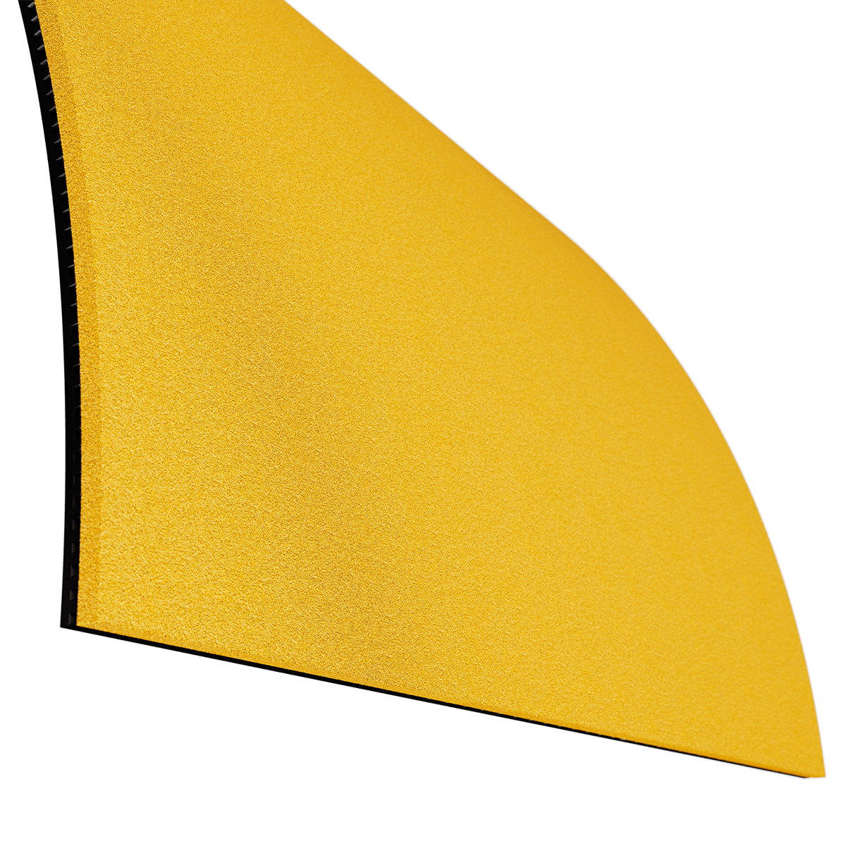 Yellow sandpaper with black backing, slightly curved.