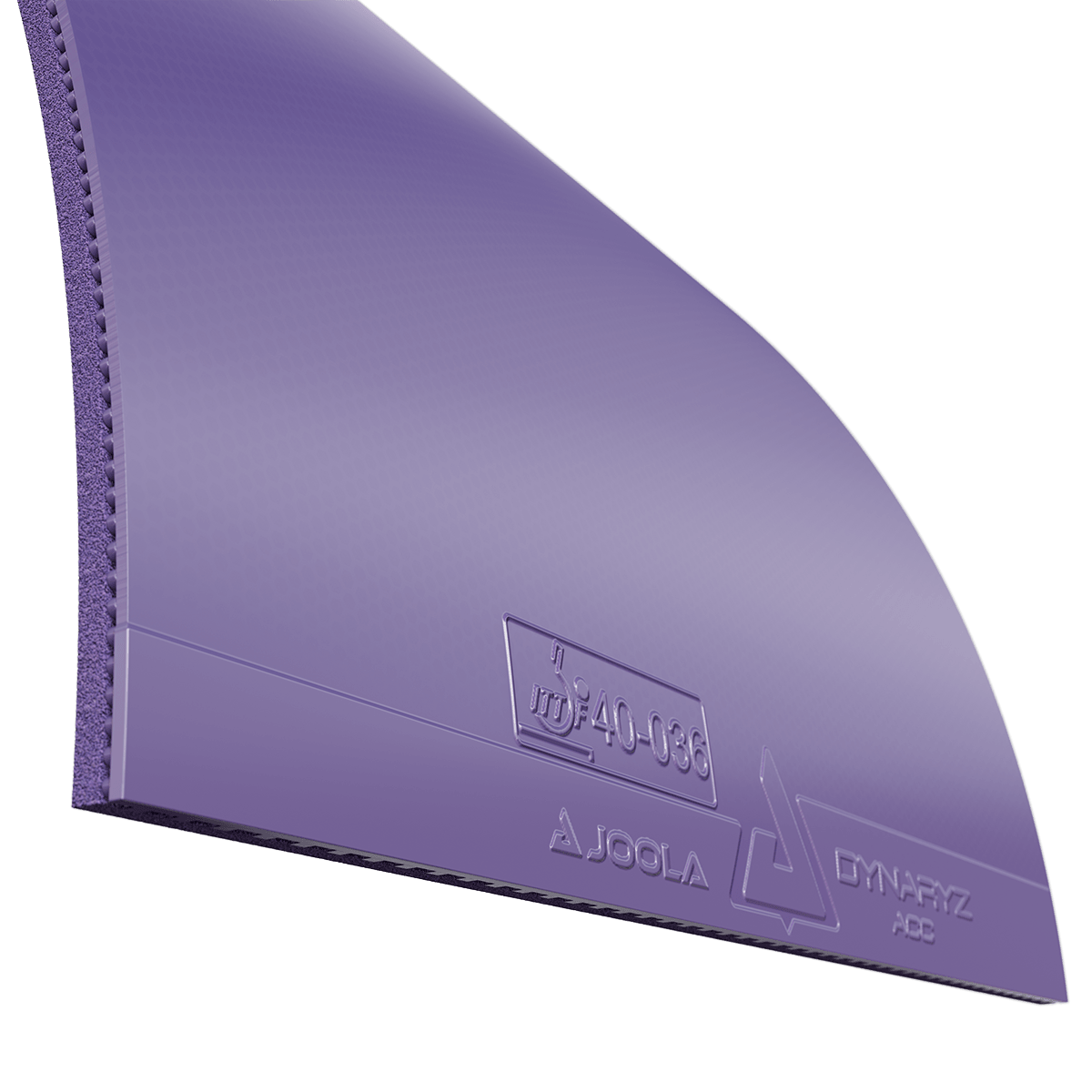 Purple table tennis rubber JOOLA Dynaryz ACB with smooth surface and embossing.