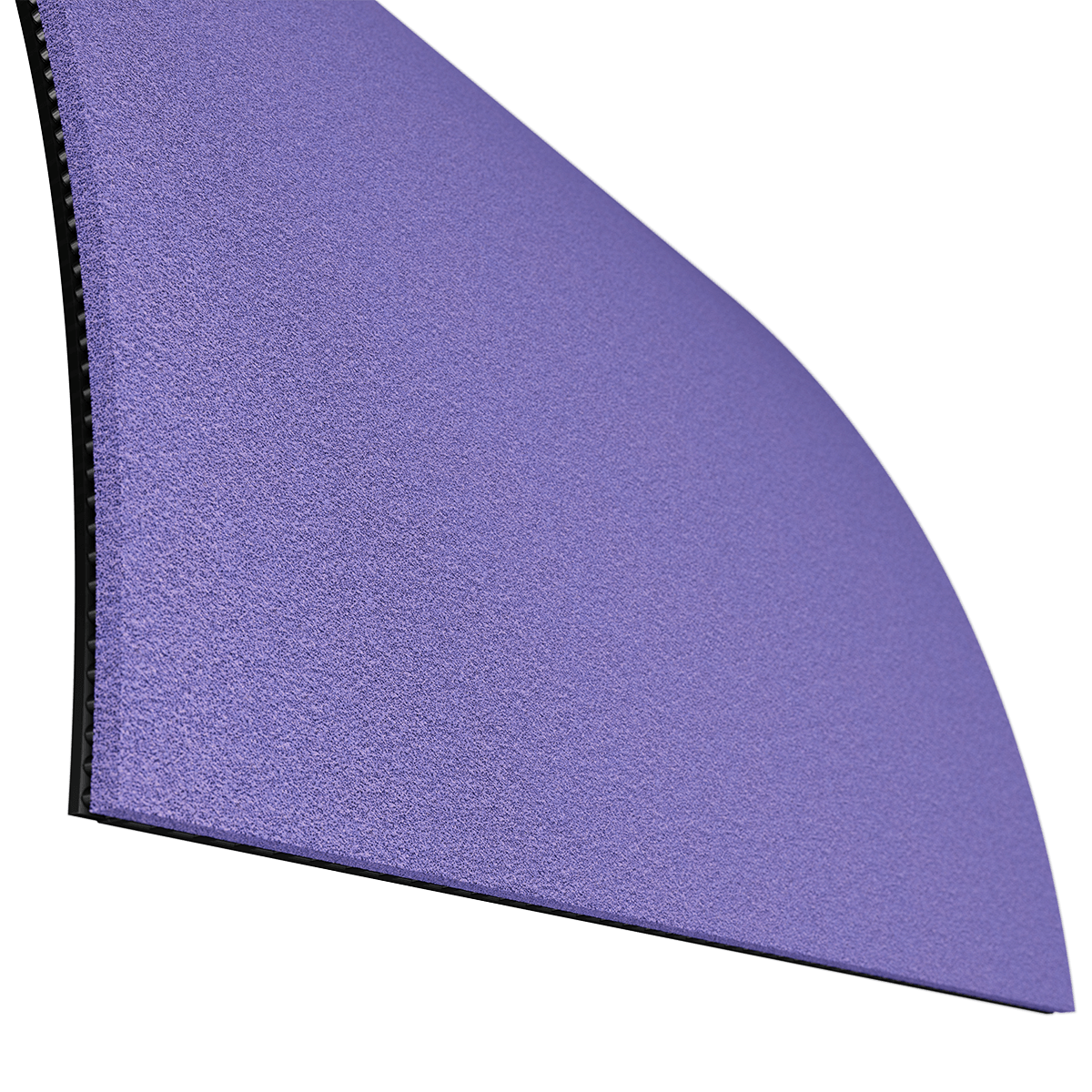 Purple table tennis rubber with rounded corner and textured surface.