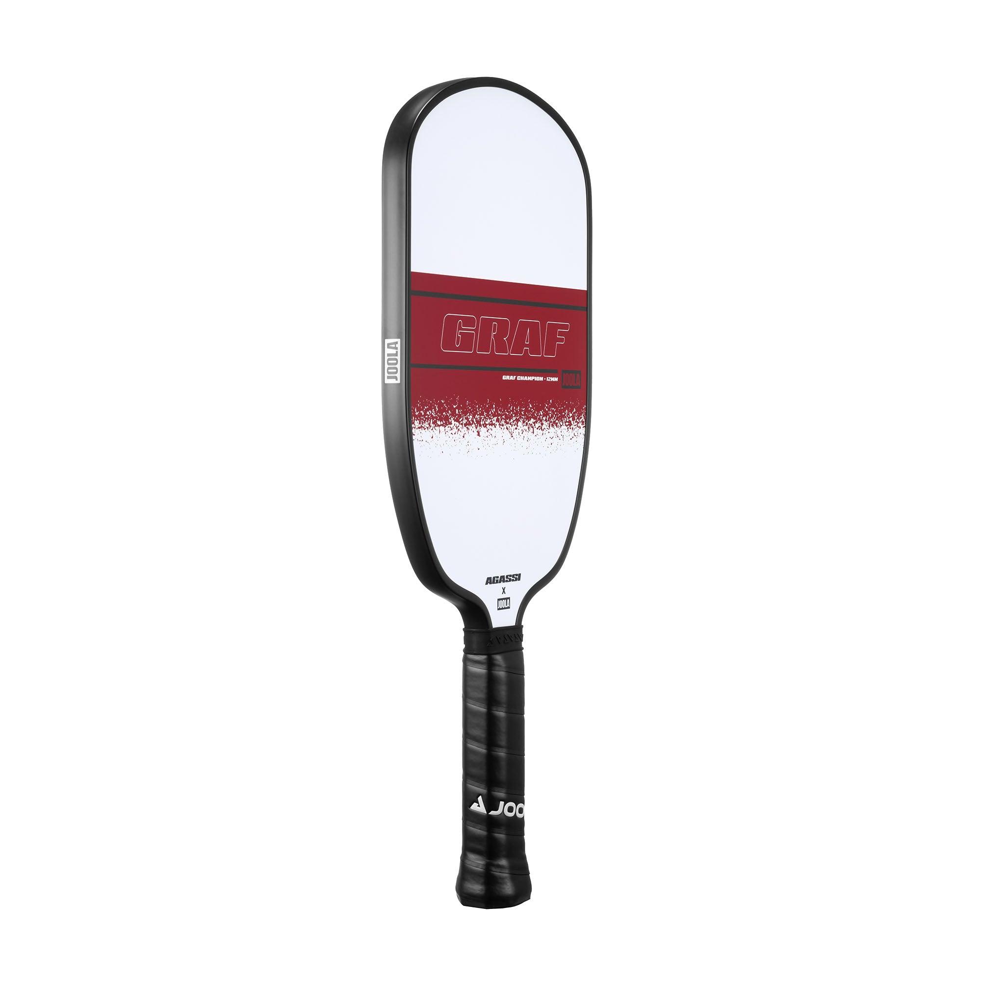 Pickleball bat with white-red blade and black handle by JOOLA.