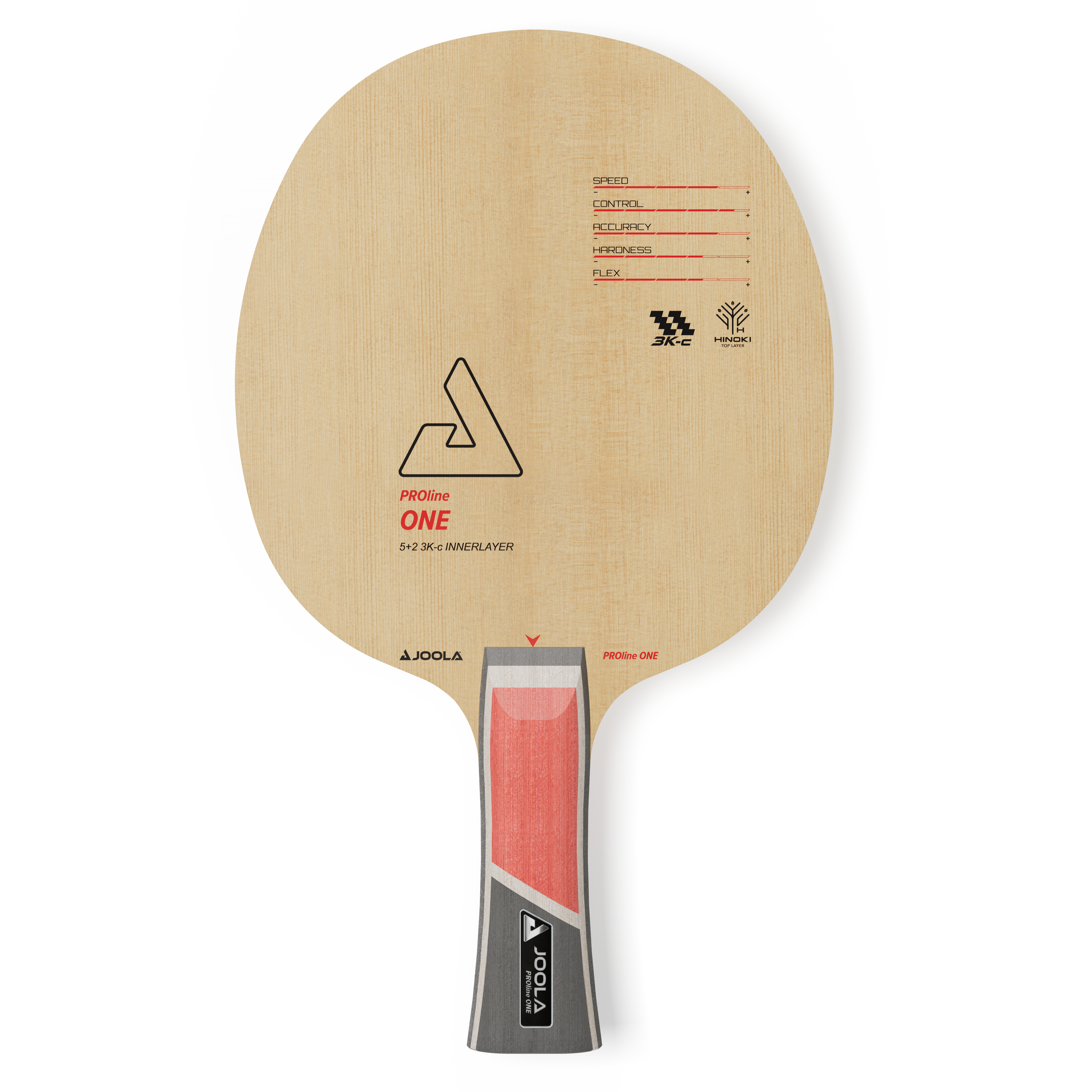 Table tennis bat JOOLA PROline ONE with wooden handle, 5+2 3K-c inner layer, rated for speed, control, precision, hardness, flex.