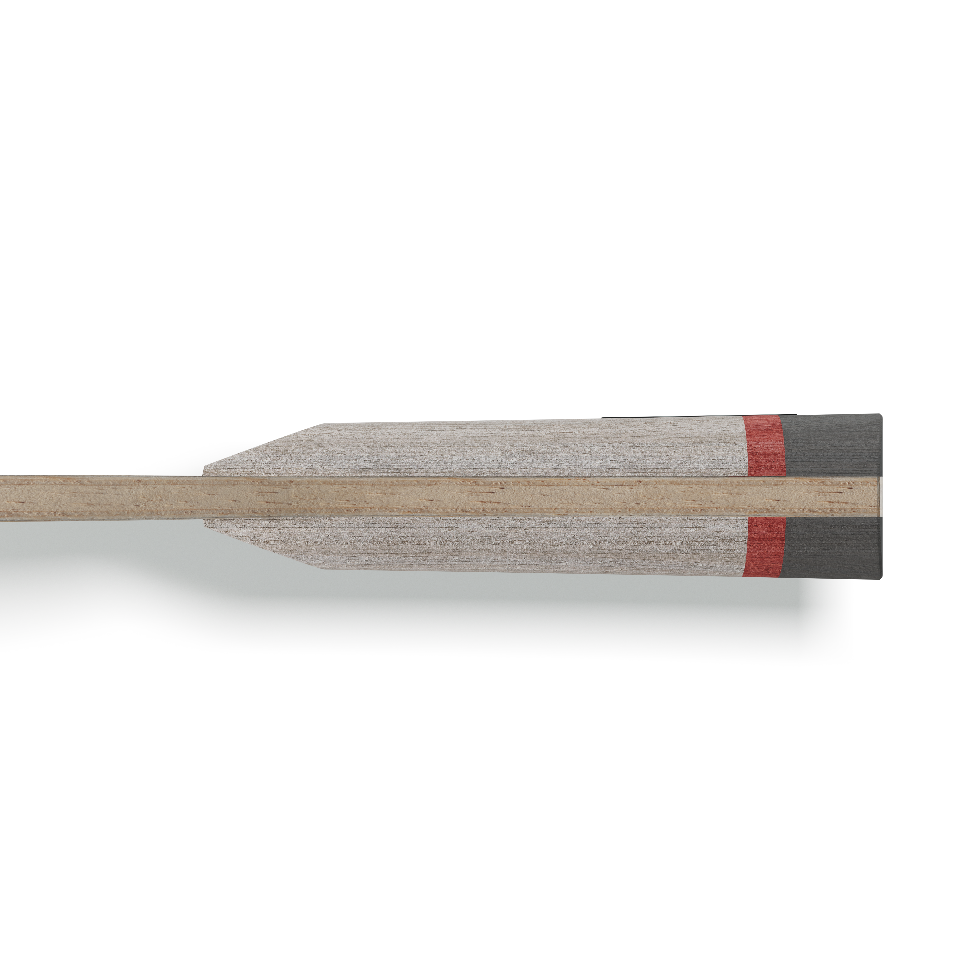 Table tennis blade BASEline OFFENSIVE side view of handle details and individual layers